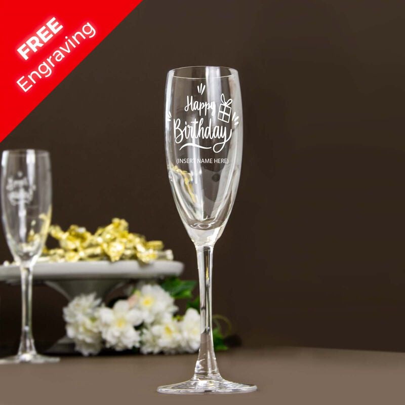 Personalised Champagne Flute With Engraving and Gift Box